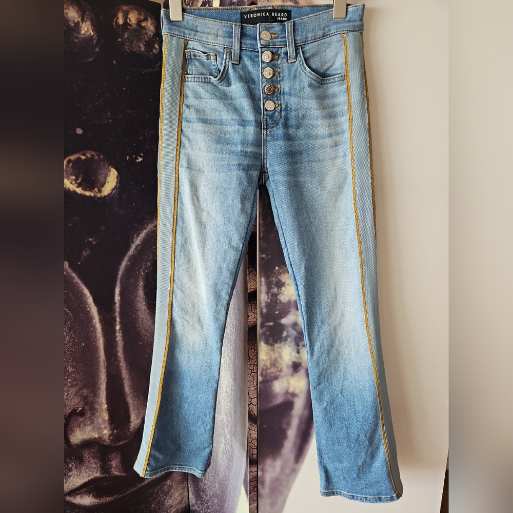 VERONICA Beard Carolyn Tuxedo Stripe‎ Baby Boot Cut High Rise Jeans Size 24
